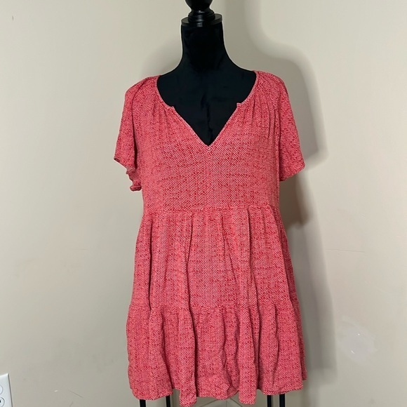 Knox Rose Red Polka Dot Mini Shift Tiered Dress Size XL - Picture 1 of 5